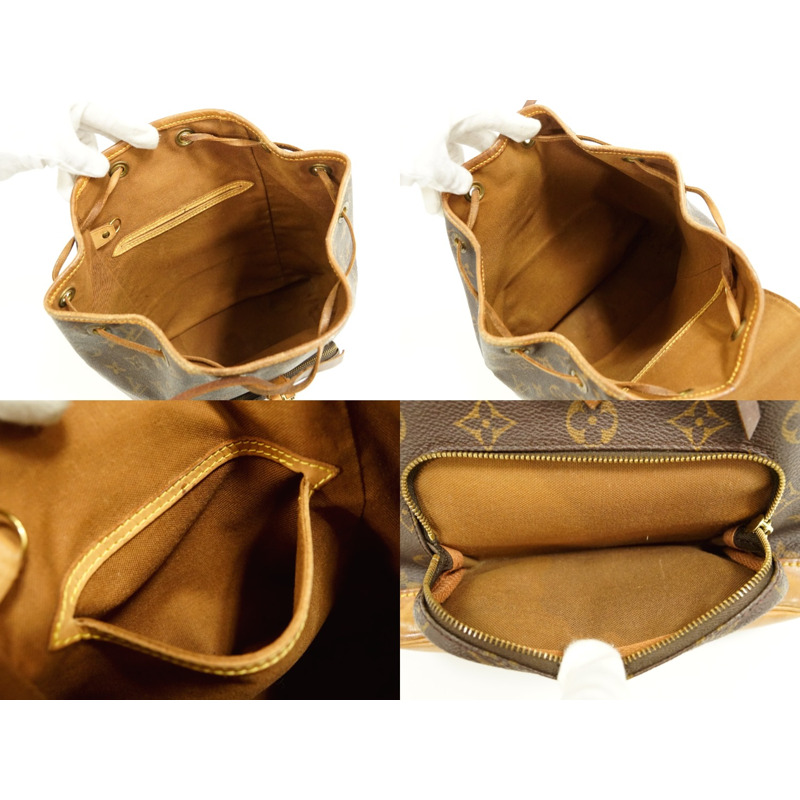正品路易威登 LOUIS VUITTON LV Montsuri MM 帆布背包背包交織字母棕色 M51136 Montsouris Vuitton 包二手-7