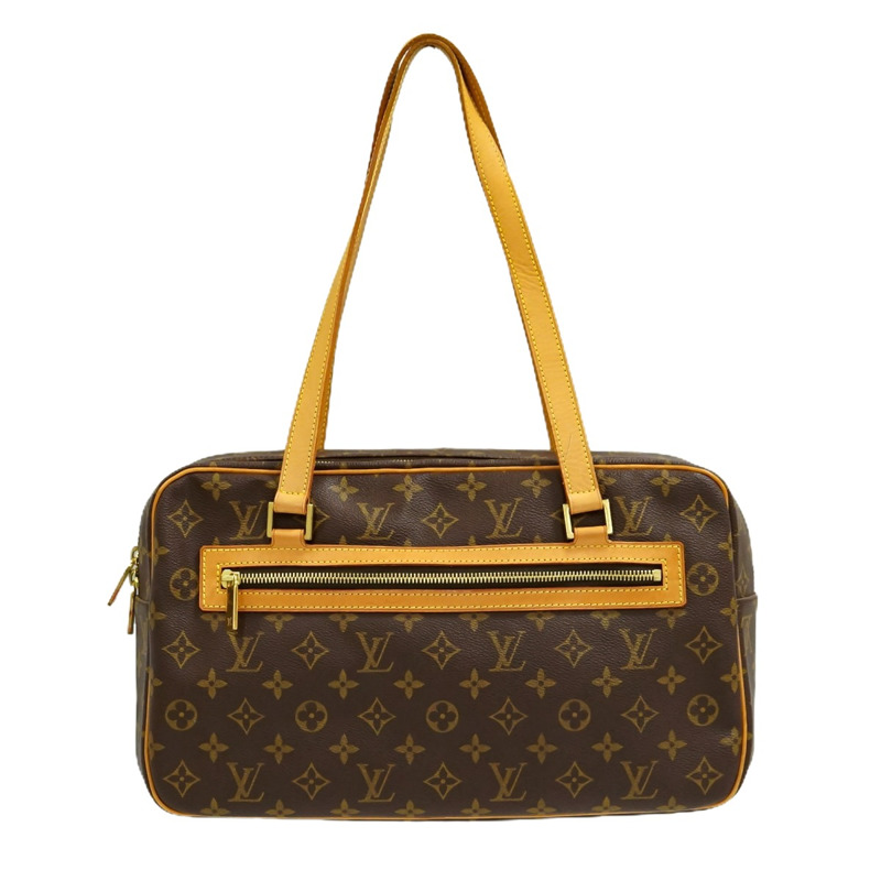 正品路易威登 LOUIS VUITTON LV Cite GM 交織字母單肩包手提包棕色 M51181 Cite Vuitton 包二手-0