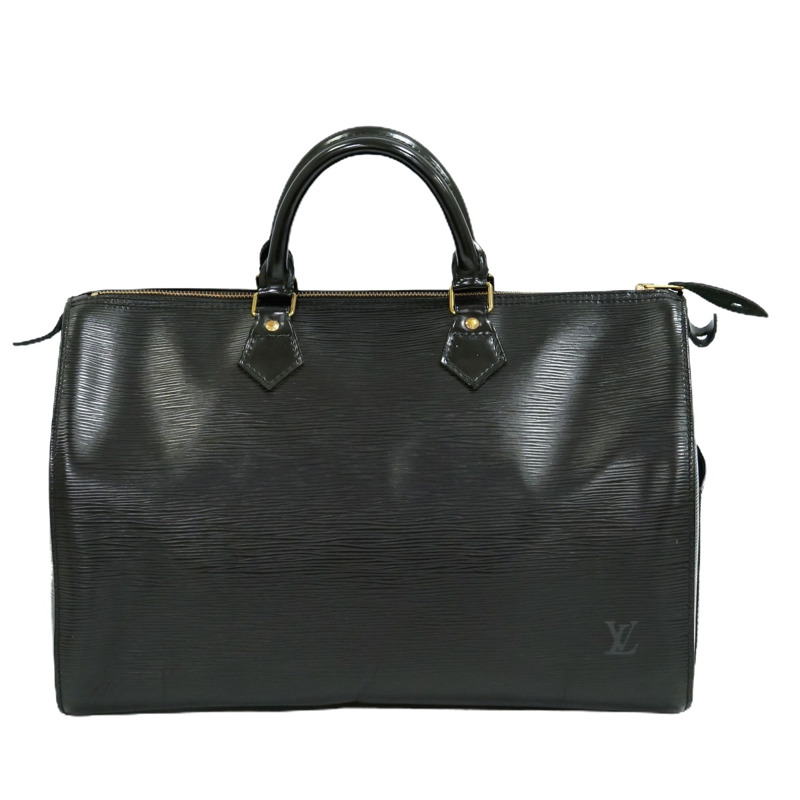 正品路易威登 LOUIS VUITTON LV Speedy 35 Epi 皮革手提包波士頓包黑色 M42992 Speedy Vuitton 包二手-0