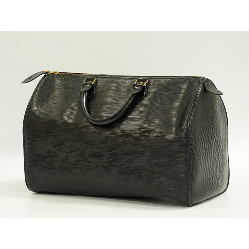 正品路易威登 LOUIS VUITTON LV Speedy 35 Epi 皮革手提包波士頓包黑色 M42992 Speedy Vuitton 包二手-1