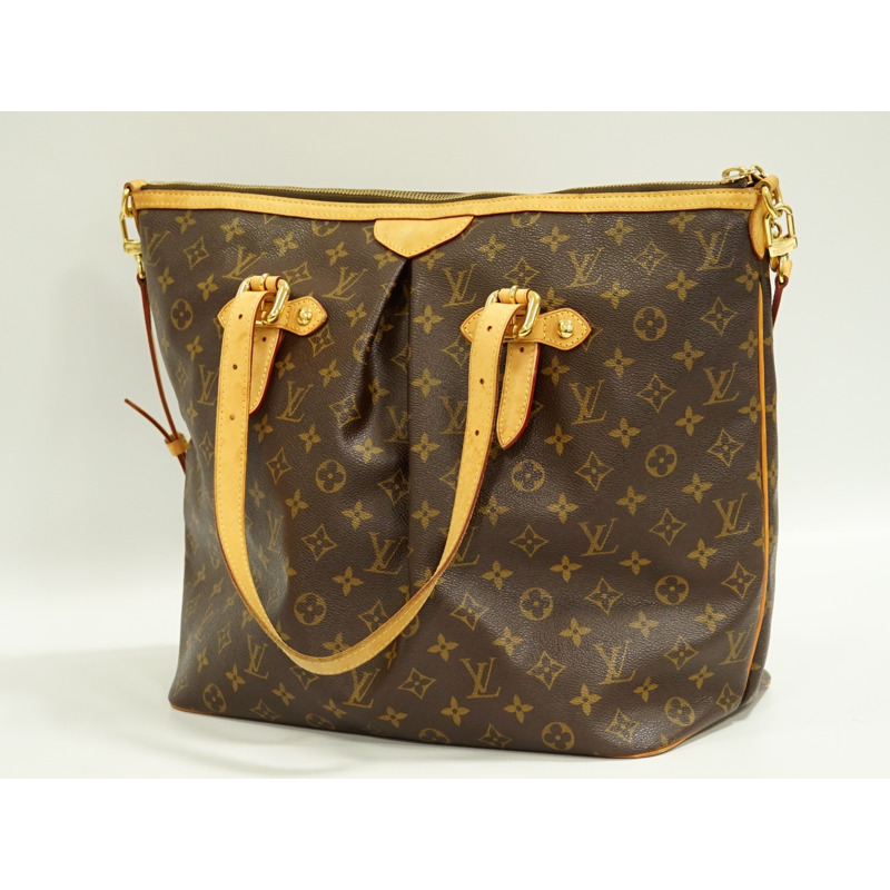 正品路易威登 LOUIS VUITTON LV Palermo GM Monogram 2WAY 單肩包手提包棕色 M40146 Palermo Vuitton 二手-1