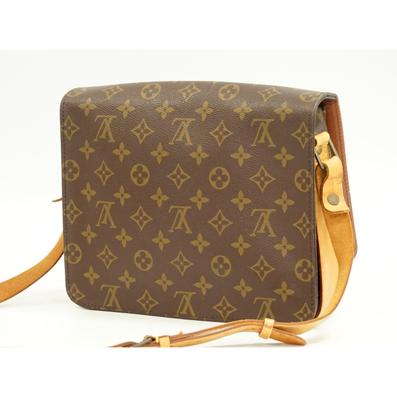 正品 Louis Vuitton LOUIS VUITTON LV cult Sière 26 GM 交織字母單肩包 pochette 棕色 M51252 Cartouchiere Vuitton 包二手-1