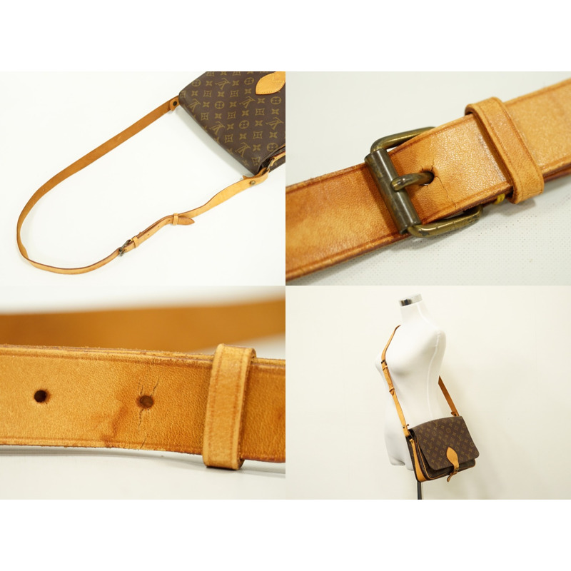 正品 Louis Vuitton LOUIS VUITTON LV cult Sière 26 GM 交織字母單肩包 pochette 棕色 M51252 Cartouchiere Vuitton 包二手-4