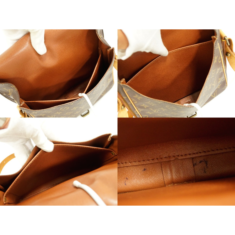 正品 Louis Vuitton LOUIS VUITTON LV cult Sière 26 GM 交織字母單肩包 pochette 棕色 M51252 Cartouchiere Vuitton 包二手-7