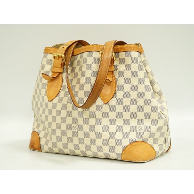 正品路易威登 LOUIS VUITTON LV Hampstead MM Damier Azur 手提包手提包白色 N51206 Hampstead Vuitton 包二手-1
