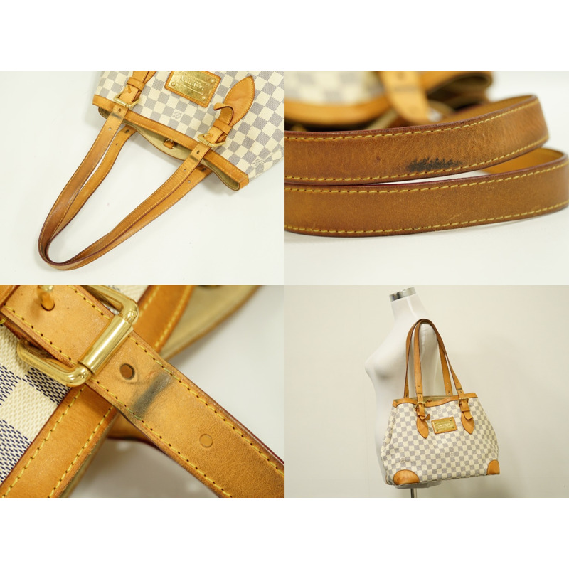 正品路易威登 LOUIS VUITTON LV Hampstead MM Damier Azur 手提包手提包白色 N51206 Hampstead Vuitton 包二手-4