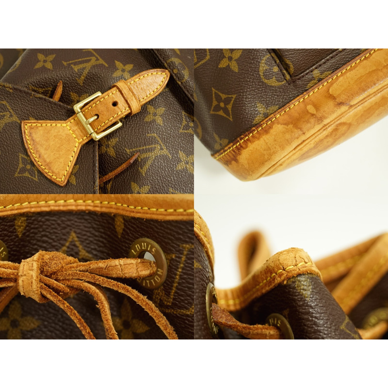 正品路易威登 LOUIS VUITTON LV Montsuri MM 帆布背包背包交織字母棕色 M51136 Montsouris Vuitton 包二手-3