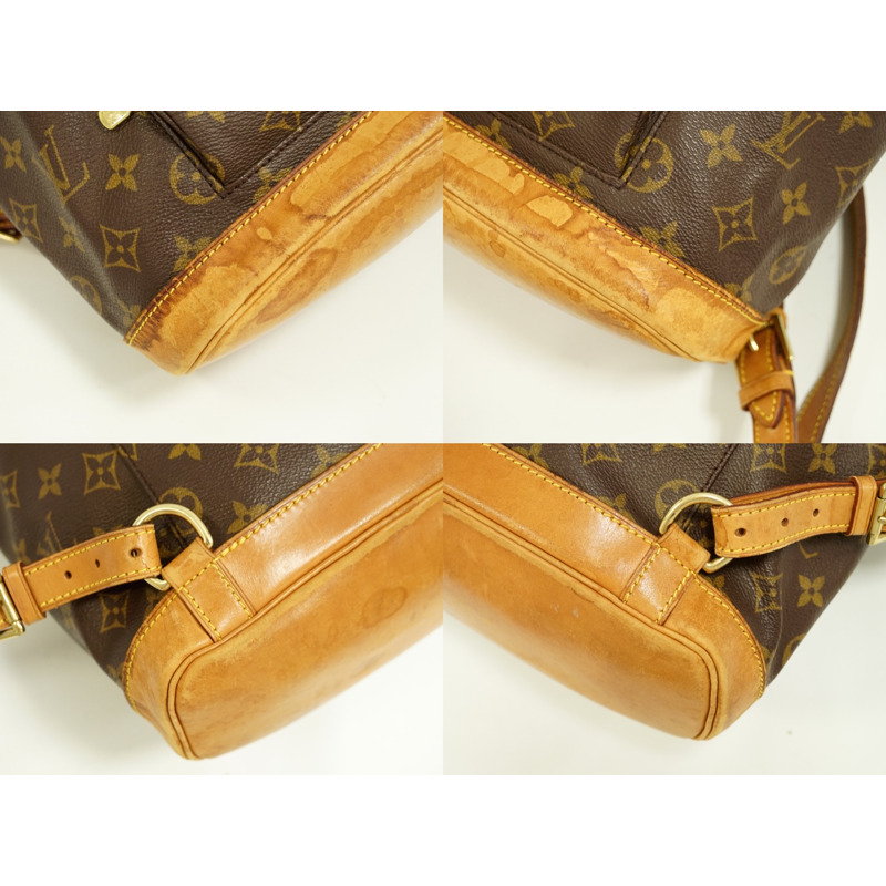 正品路易威登 LOUIS VUITTON LV Montsuri MM 帆布背包背包交織字母棕色 M51136 Montsouris Vuitton 包二手-6
