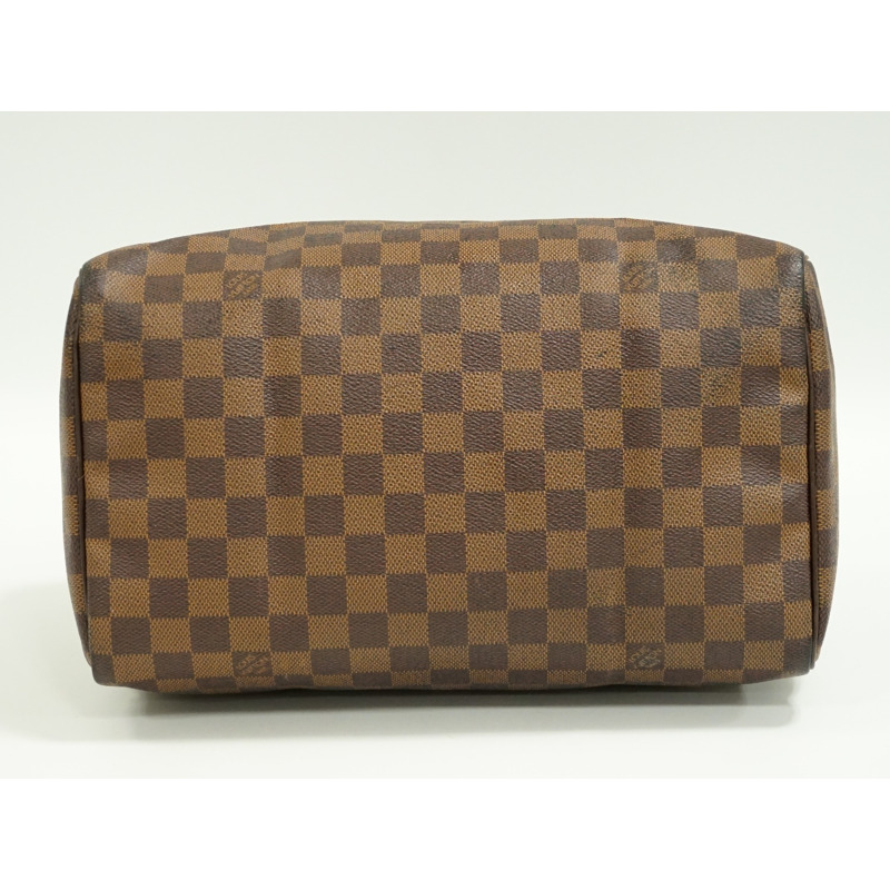 正品路易威登 LOUIS VUITTON LV 老款 Speedy 30 Damier Ebene 手提包迷你波士頓包棕色 N41531 Speedy Vuitton 包二手-2