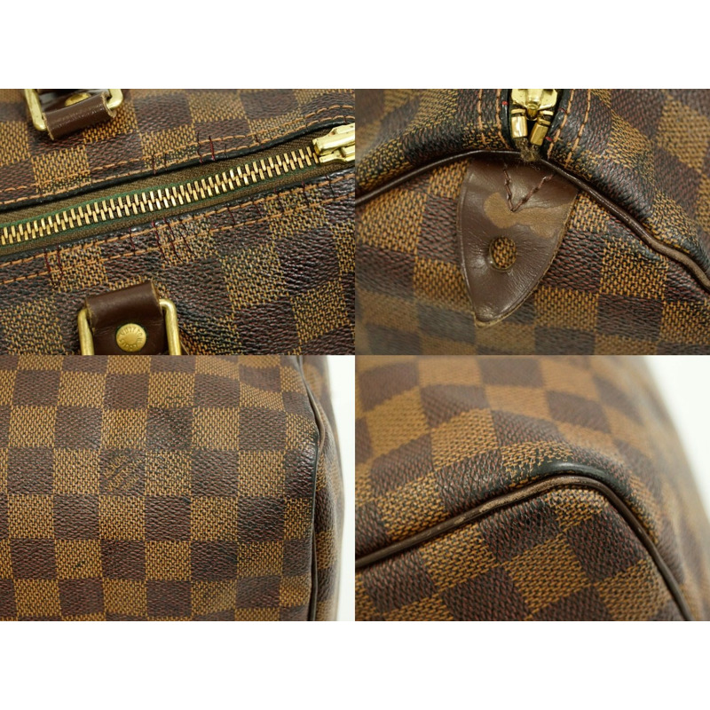 正品路易威登 LOUIS VUITTON LV 老款 Speedy 30 Damier Ebene 手提包迷你波士頓包棕色 N41531 Speedy Vuitton 包二手-3