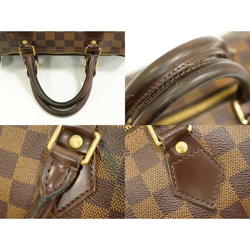 正品路易威登 LOUIS VUITTON LV 老款 Speedy 30 Damier Ebene 手提包迷你波士頓包棕色 N41531 Speedy Vuitton 包二手-4