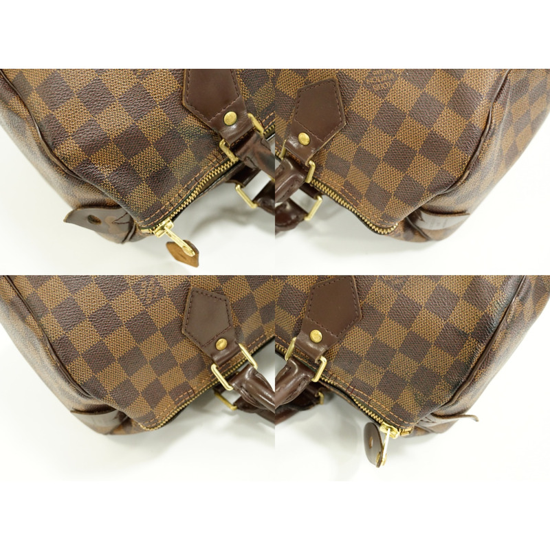 正品路易威登 LOUIS VUITTON LV 老款 Speedy 30 Damier Ebene 手提包迷你波士頓包棕色 N41531 Speedy Vuitton 包二手-5