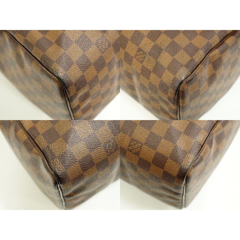 正品路易威登 LOUIS VUITTON LV 老款 Speedy 30 Damier Ebene 手提包迷你波士頓包棕色 N41531 Speedy Vuitton 包二手-6