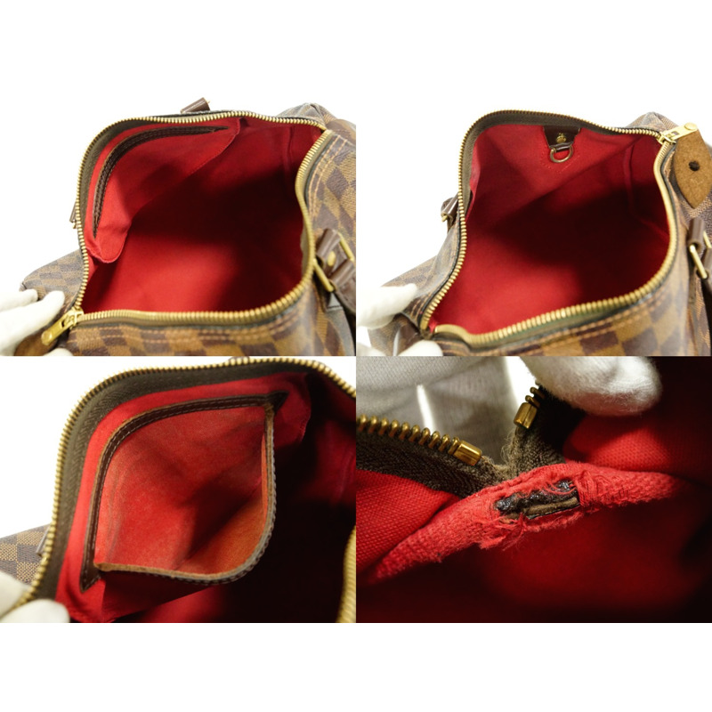 正品路易威登 LOUIS VUITTON LV 老款 Speedy 30 Damier Ebene 手提包迷你波士頓包棕色 N41531 Speedy Vuitton 包二手-7