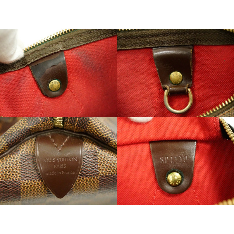 正品路易威登 LOUIS VUITTON LV 老款 Speedy 30 Damier Ebene 手提包迷你波士頓包棕色 N41531 Speedy Vuitton 包二手-8