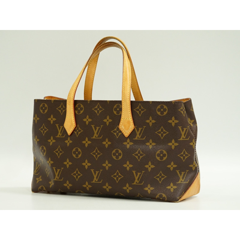 真正的路易威登 LOUIS VUITTON LV 威爾希爾 PM 交織字母手提包手提包棕色 M45643 威爾希爾威登包二手-1