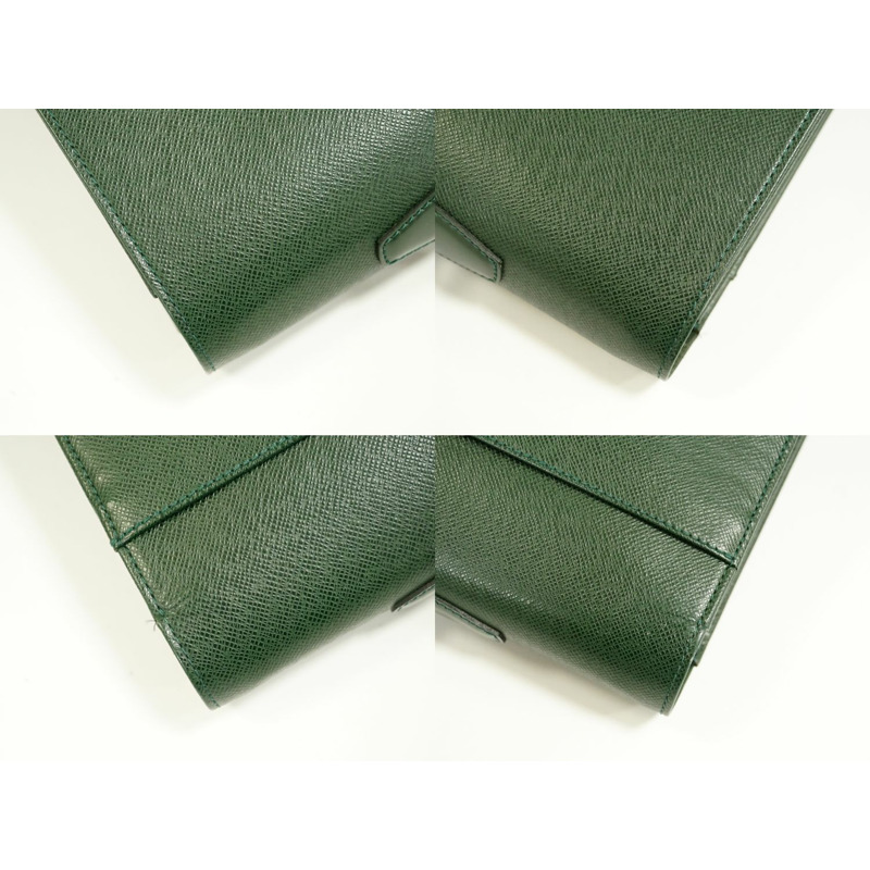 正品路易威登 LOUIS VUITTON LV Tashkent taiga 皮革商務包公文包手提包 Episea 綠色 M30084 Tachkent Vuitton 包二手-5