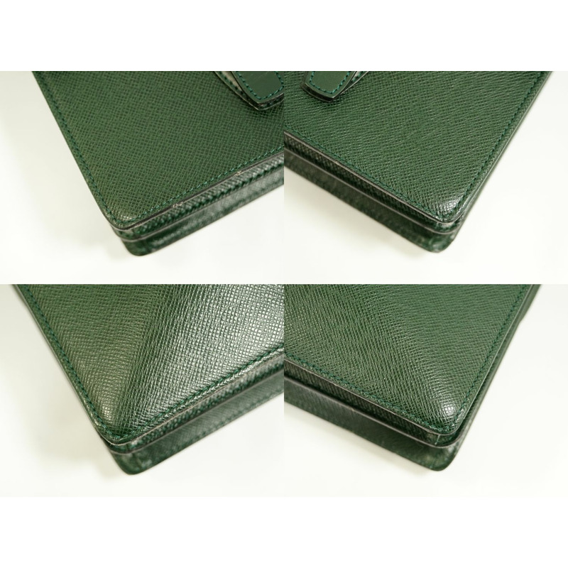 正品路易威登 LOUIS VUITTON LV Tashkent taiga 皮革商務包公文包手提包 Episea 綠色 M30084 Tachkent Vuitton 包二手-6