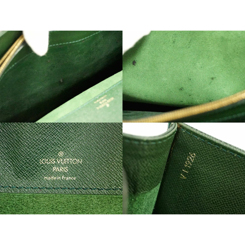 正品路易威登 LOUIS VUITTON LV Tashkent taiga 皮革商務包公文包手提包 Episea 綠色 M30084 Tachkent Vuitton 包二手-8