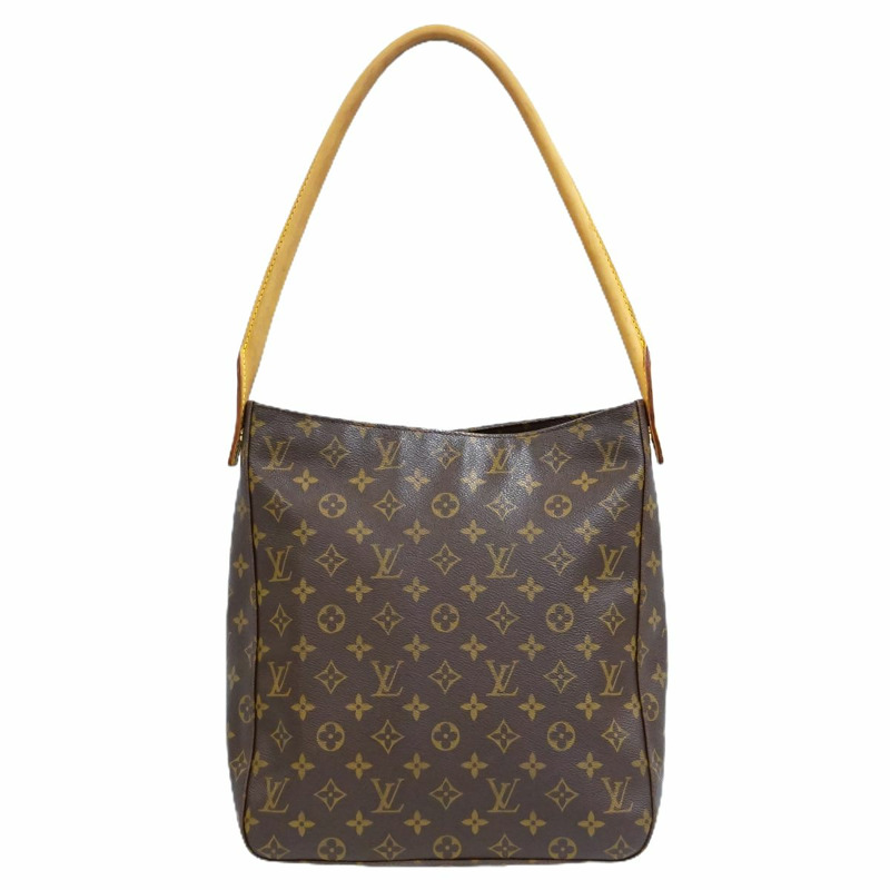 正品路易威登 LOUIS VUITTON LV Looping GM 交織字母單肩包手提包棕色 M51145 Looping Vuitton 包二手-0