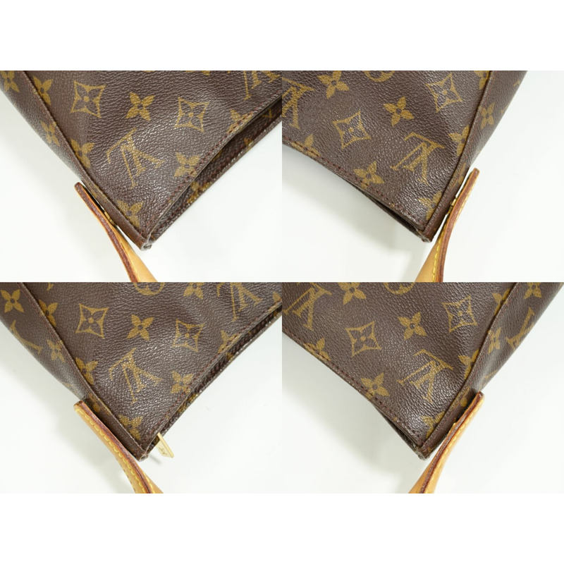 正品路易威登 LOUIS VUITTON LV Looping GM 交織字母單肩包手提包棕色 M51145 Looping Vuitton 包二手-5