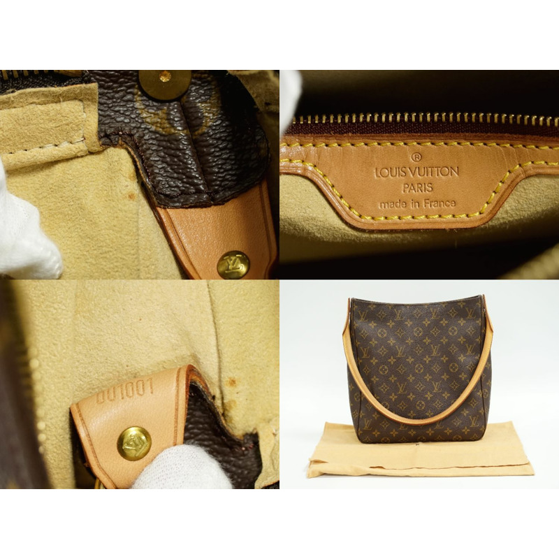正品路易威登 LOUIS VUITTON LV Looping GM 交織字母單肩包手提包棕色 M51145 Looping Vuitton 包二手-8