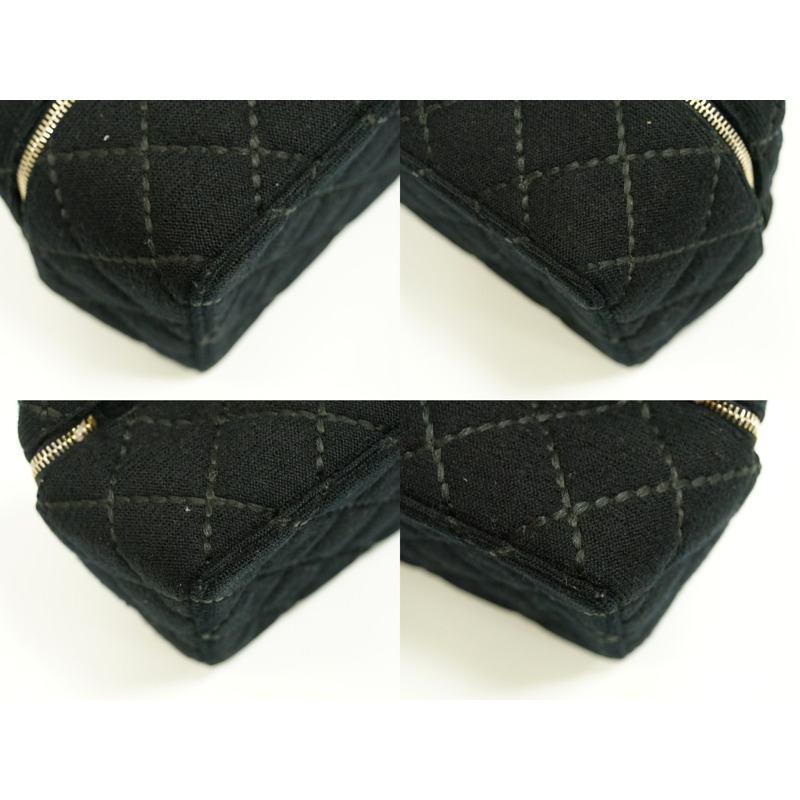 真貨香奈兒 CHANEL 這裡標記鏈化妝包手提包化妝品門反毛皮革黑色 Coco Mark 包二手貨-6