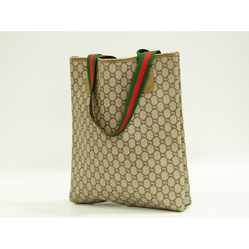 正品 Gucci GUCCI Sherry line Old Gucci GG plus 手提包單肩包米色 Shelly Line 包二手-1