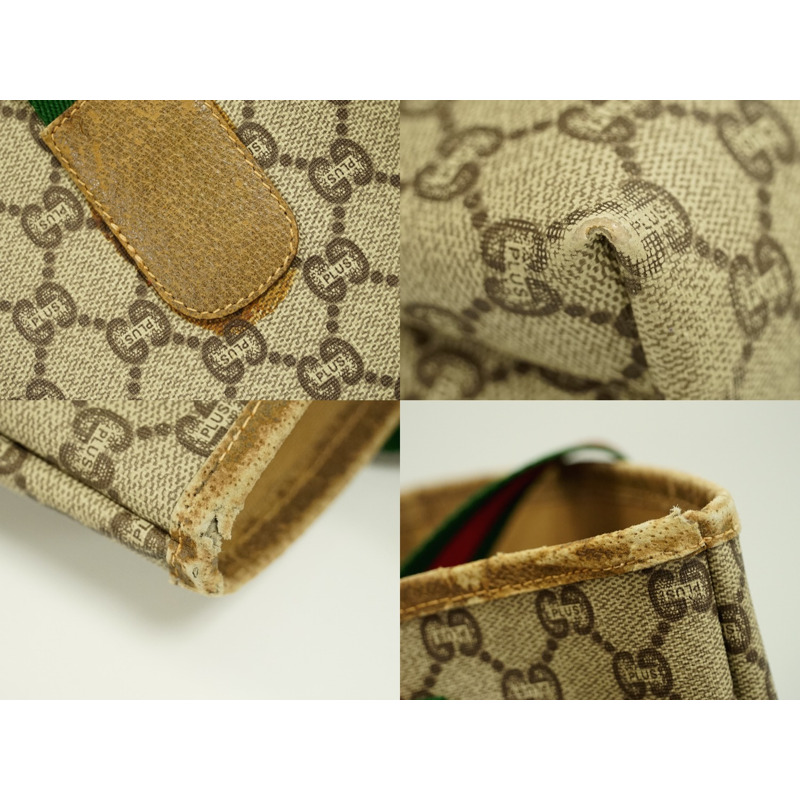 正品 Gucci GUCCI Sherry line Old Gucci GG plus 手提包單肩包米色 Shelly Line 包二手-3