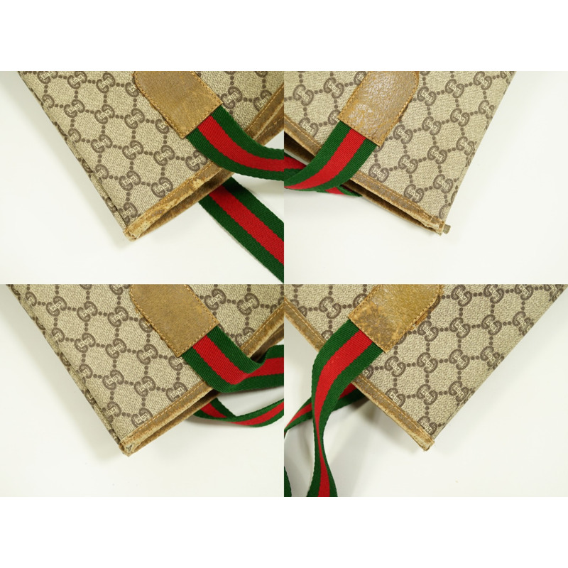 正品 Gucci GUCCI Sherry line Old Gucci GG plus 手提包單肩包米色 Shelly Line 包二手-5