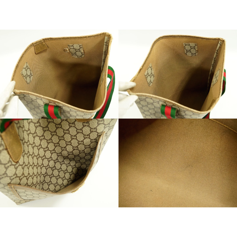 正品 Gucci GUCCI Sherry line Old Gucci GG plus 手提包單肩包米色 Shelly Line 包二手-7