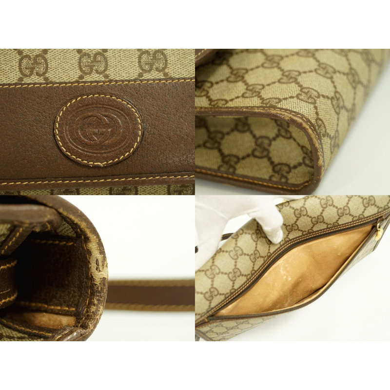 真正的 Gucci GUCCI GG Supreme 2WAY 單肩包 pochette 手拿包棕色米色包使用-3