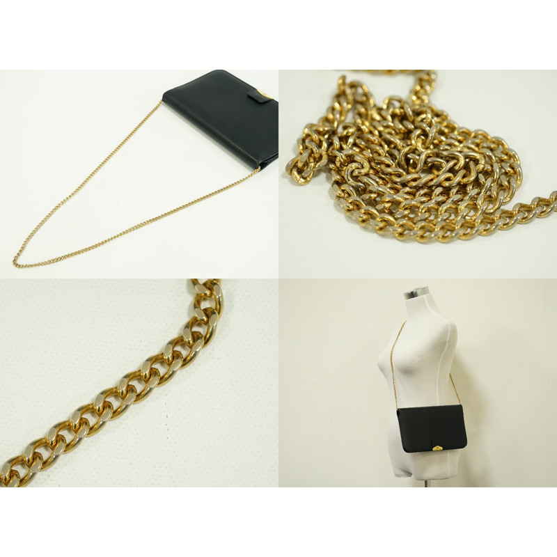 正品 Christian Dior Christian Dior 真皮鏈條單肩包海軍藍包二手-4