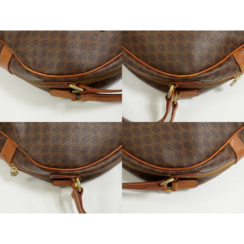 正品 Celine CELINE Macadam 半月形手提包 PVC 棕色 Macadam 包二手-5