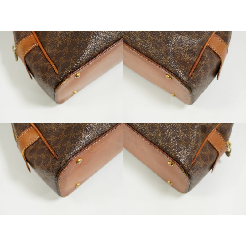 正品 Celine CELINE Macadam 半月形手提包 PVC 棕色 Macadam 包二手-6