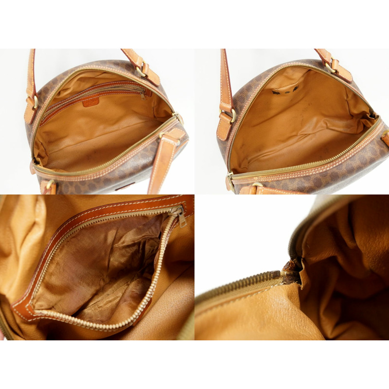 正品 Celine CELINE Macadam 半月形手提包 PVC 棕色 Macadam 包二手-7