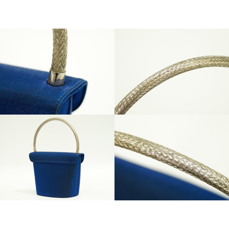 正品 Salvatore Ferragamo Salvatore Ferragamo 緞面手提包 藍色包 二手-4