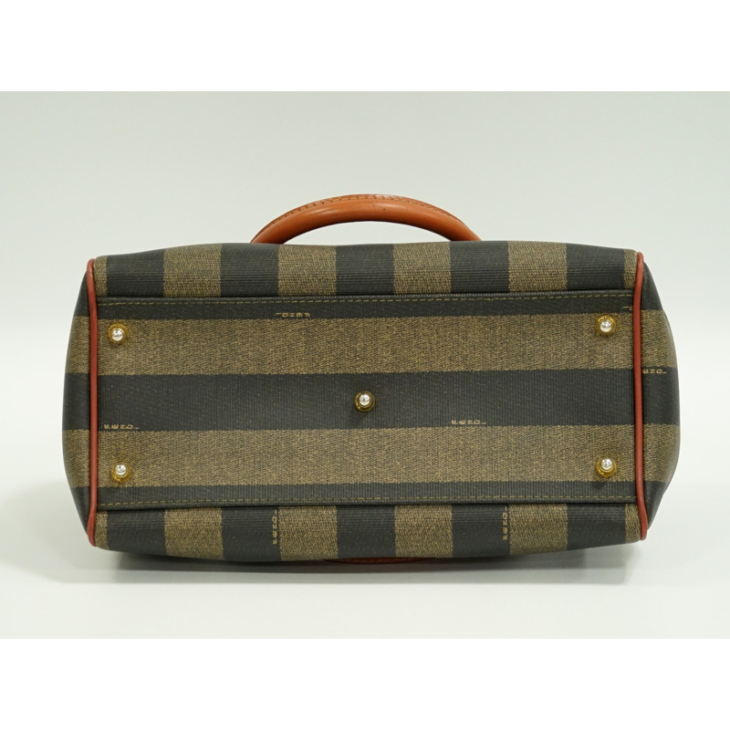 正品 Fendi FENDI Pequin 手提包迷你波士頓包 PVC 卡其色 Pequin 包二手-2