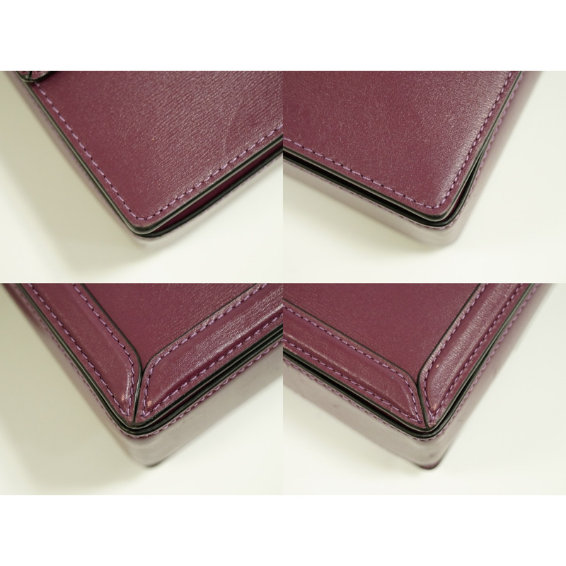 正品教練 COACH Hatton 鏈條單肩包 pochette 皮革紫色 88342 Hutton 包二手-6