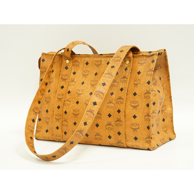 正品 MCM MCM Visetos 圖案單肩包手提包 PVC 棕色 Visetos 包二手-1