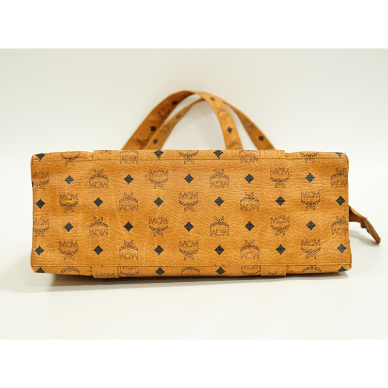 正品 MCM MCM Visetos 圖案單肩包手提包 PVC 棕色 Visetos 包二手-2