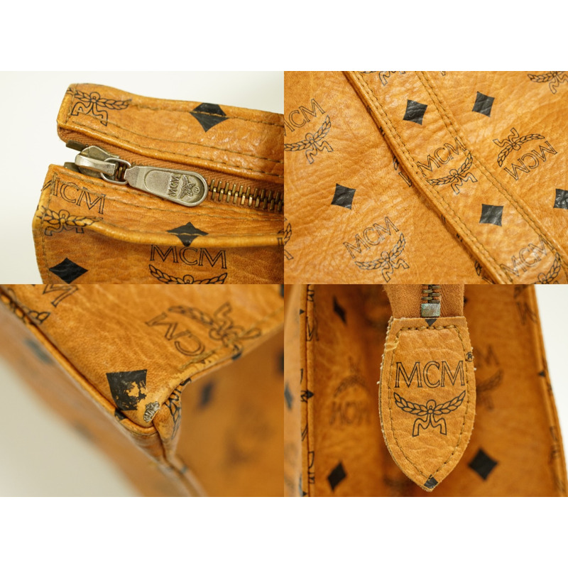 正品 MCM MCM Visetos 圖案單肩包手提包 PVC 棕色 Visetos 包二手-3