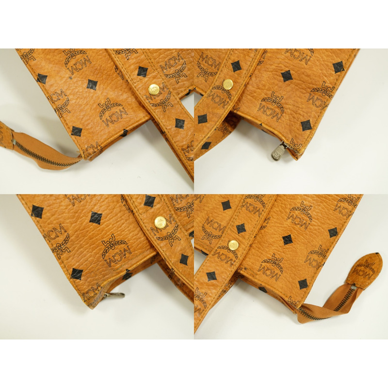 正品 MCM MCM Visetos 圖案單肩包手提包 PVC 棕色 Visetos 包二手-5