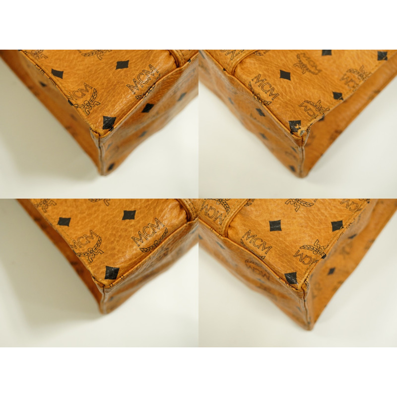 正品 MCM MCM Visetos 圖案單肩包手提包 PVC 棕色 Visetos 包二手-6