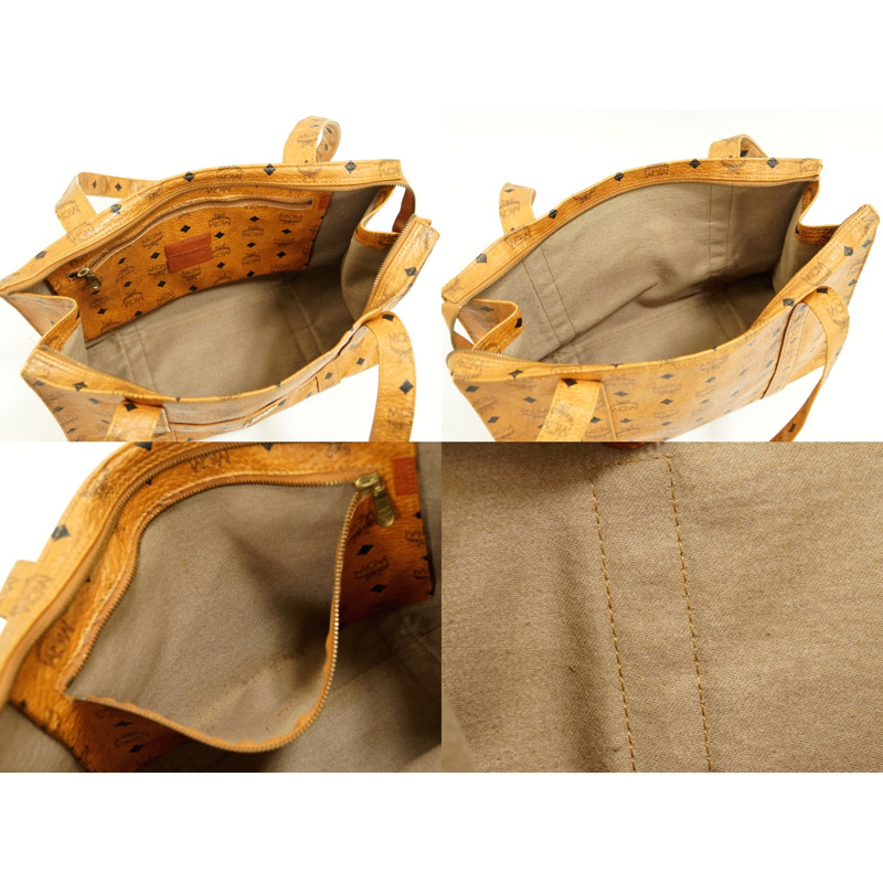 正品 MCM MCM Visetos 圖案單肩包手提包 PVC 棕色 Visetos 包二手-7