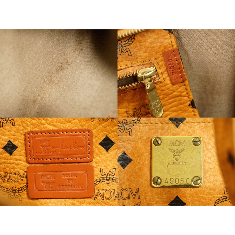 正品 MCM MCM Visetos 圖案單肩包手提包 PVC 棕色 Visetos 包二手-8