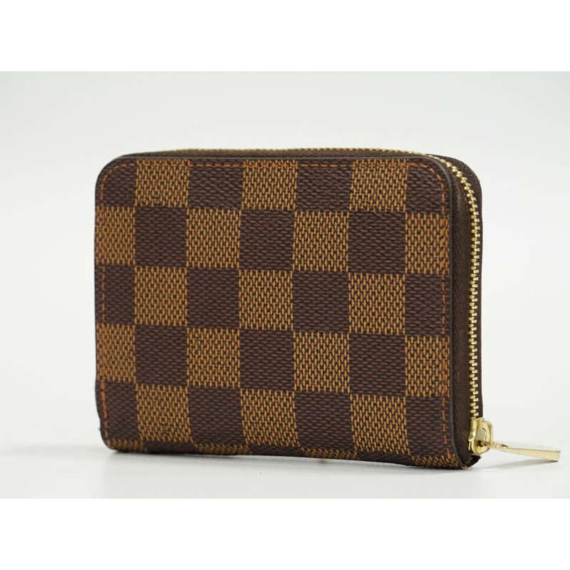 真正的路易威登 LOUIS VUITTON LV Zippy 零錢包 Damier Ebene 零錢包棕色 N63070 Zippy Coin Purse 威登錢包錢包二手-1