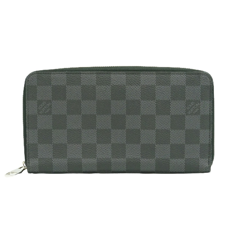 真正的路易威登 LOUIS VUITTON LV Zippy organizer Damier Graphite 圓形緊固件長錢包黑色灰色 N63077 Zippy Organizer Vuitton 錢包錢包使用-0