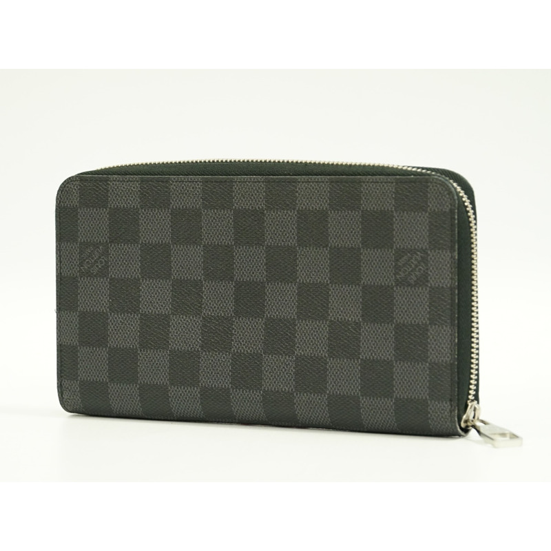 真正的路易威登 LOUIS VUITTON LV Zippy organizer Damier Graphite 圓形緊固件長錢包黑色灰色 N63077 Zippy Organizer Vuitton 錢包錢包使用-1