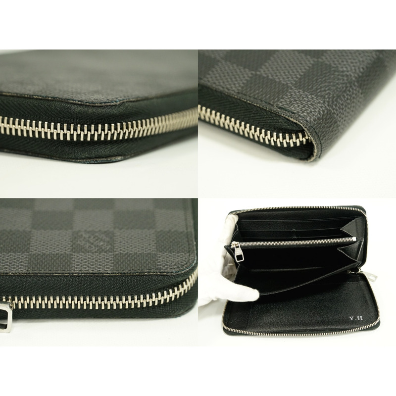 真正的路易威登 LOUIS VUITTON LV Zippy organizer Damier Graphite 圓形緊固件長錢包黑色灰色 N63077 Zippy Organizer Vuitton 錢包錢包使用-5